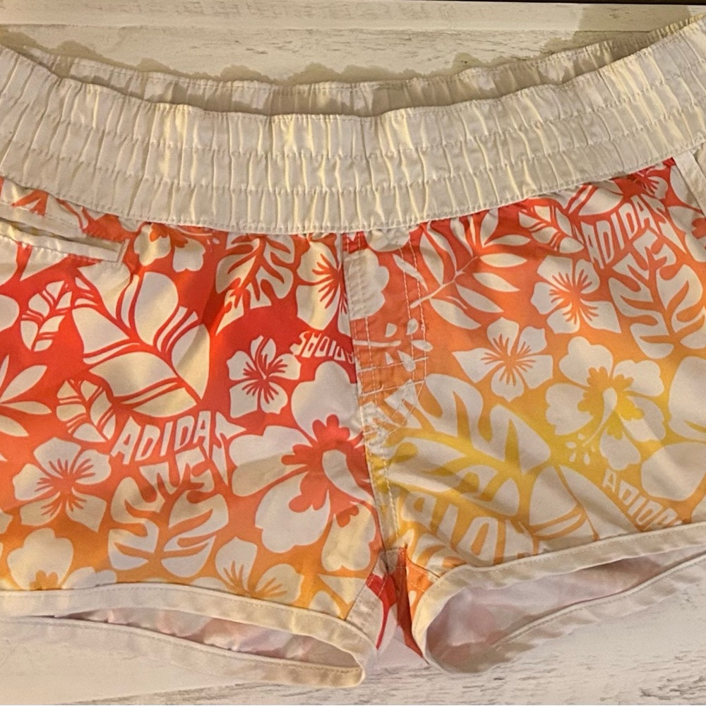 Adidas Tropical Floral Shorts - Red, Orange, Yellow